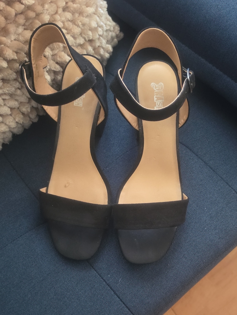 Brash Black Ankle-Strap Block Heel Sandals